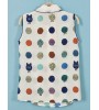 White Lapel Sleeveless Polka Dot Chiffon Blouse