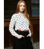 White Long Sleeve Polka Dot Chiffon Blouse