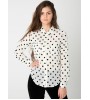 White Long Sleeve Polka Dot Chiffon Blouse