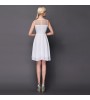 White Sleeveless Contrast Mesh Yoke Embroidery Dress