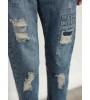 Blue Ripped Distressed Boyfriend Jeans