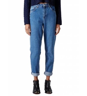 Deep Blue High Waist Boyfriend Jeans